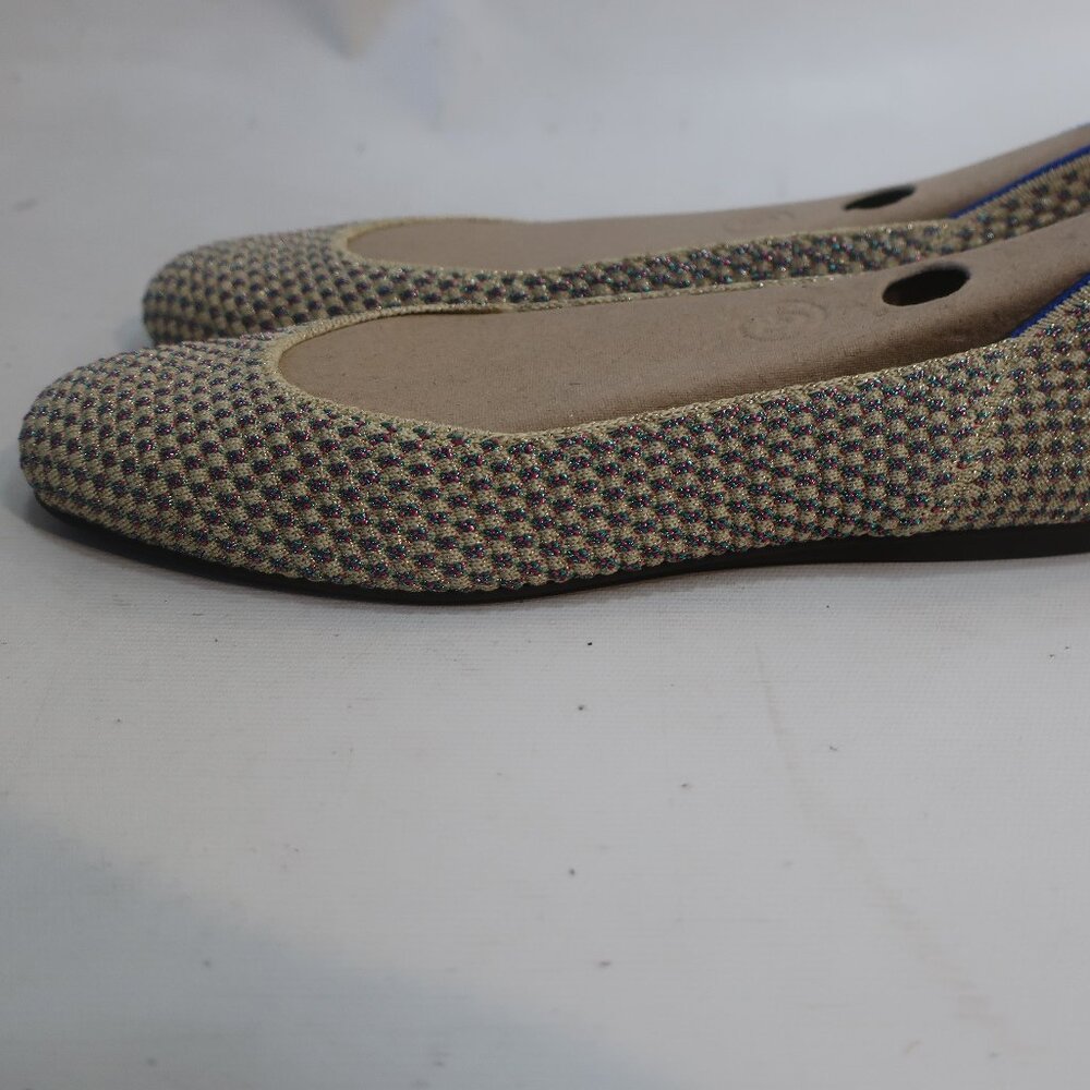 Like New Womens Rothy's Multi Gold Metallic Textile Ballet The Flat Shoes 7.5 CO - Picture 4 of 12